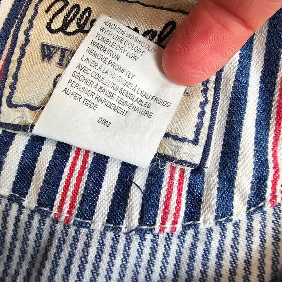 VTG Wrangler Western Wear Blue/Red White Striped Denim Tank 100% Cotton WMNS S - Picture 4 of 5